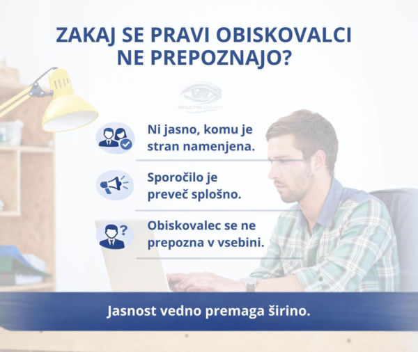 Zakaj večina spletnih strani ne pove jasno, komu so sploh namenjene Zakaj večina spletnih strani ne pove jasno, komu so sploh namenjene