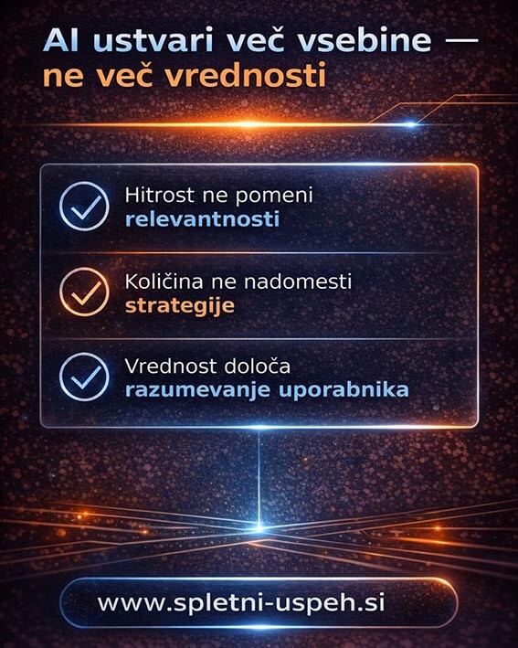 AI naredi več vsebine — ne zagotovi več vrednosti